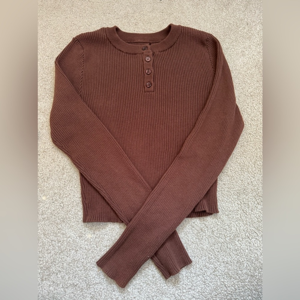 brown long-sleeve top